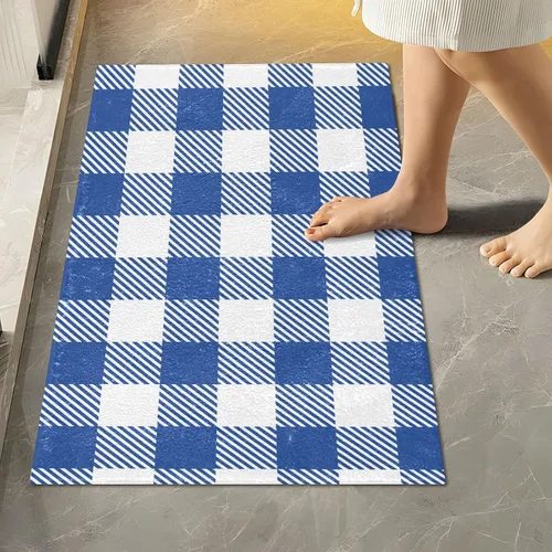 Miniatura 47 de Tapete de baño a cuadros negros y morados, suave, absorbente, lavable, tapete de baño para suelo de baño, tapete de baño antideslizante para baño