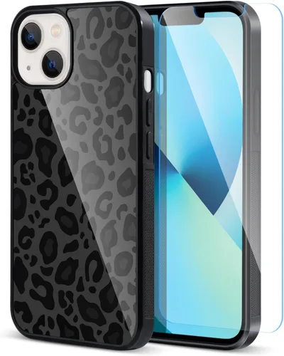 Miniatura 34 de TEAUGHT Compatible con iPhone 11 Funda con patrón lindo estampado de leopardo negro guepardo + protector de pantalla a prueba de golpes, funda