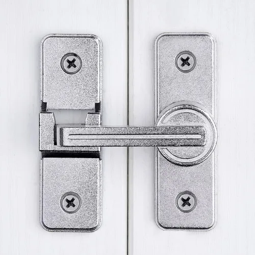 Miniatura 4 de Cerraduras plateadas para puerta de granero de 180 grados, cerraduras de puerta corrediza pesada, aleación de zinc premium para mayor privacidad