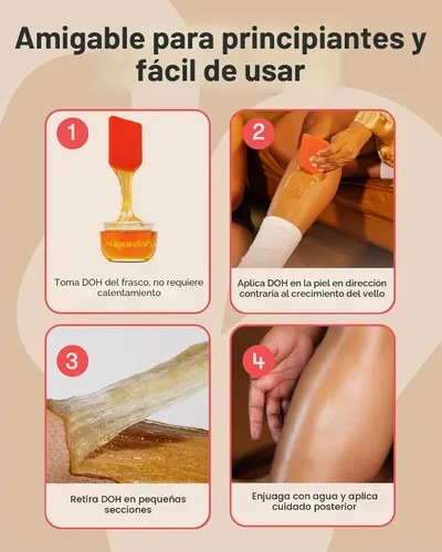 Miniatura 5 de Kit de Depilación con Azúcar Sugardoh para Mujeres Como se Vio en Shark Tank (Kit Mini Firme) Rostro, Brazos y Piernas, Depilación con Cera