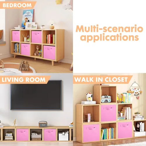 Miniatura 6 de ShellKingdom Cubos de Almacenamiento de Tela Plegables y Organizador de Tela Tipo Cajón para Closet y Juguetes, Paquete de 2 (Rosa)
