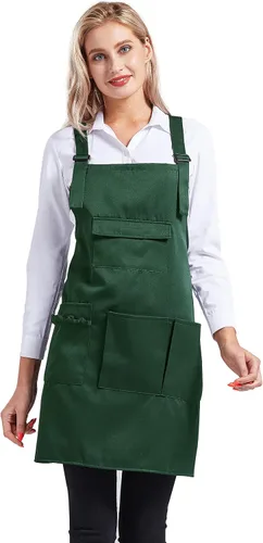 Miniatura 11 de Nanxson Delantal ajustable para mujer, delantal de trabajo profesional con bolsillos para herramientas CF3010