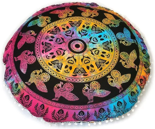Miniatura 40 de CRAFT KALA Funda de Cojín Grande de Suelo Hippie Mandala Funda de Cojín de Meditación Funda de Puf Redondo Funda de Cojín Bohemia para el Suelo