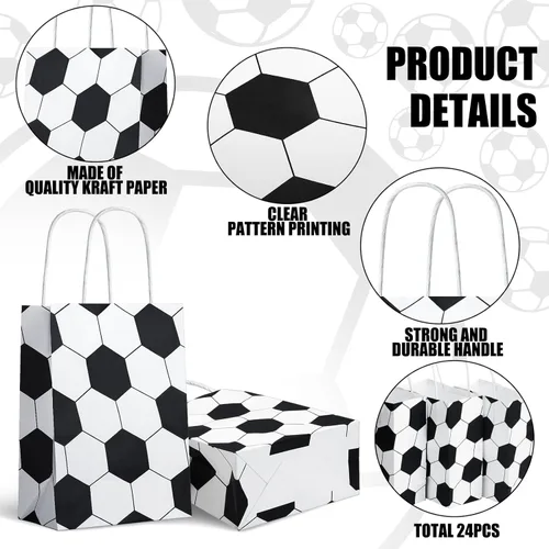 Miniatura 3 de Zonon 24 bolsas de papel para fanáticos del fútbol, bolsas de regalo de fútbol para fanáticos del deporte, golosinas para niños y adultos, fiesta