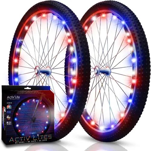 Miniatura 9 de Activ Life Paquete de 2 luces LED para ruedas de bicicleta con baterías incluidas, obtén un 100% más brillante y visible desde todos los ángulos