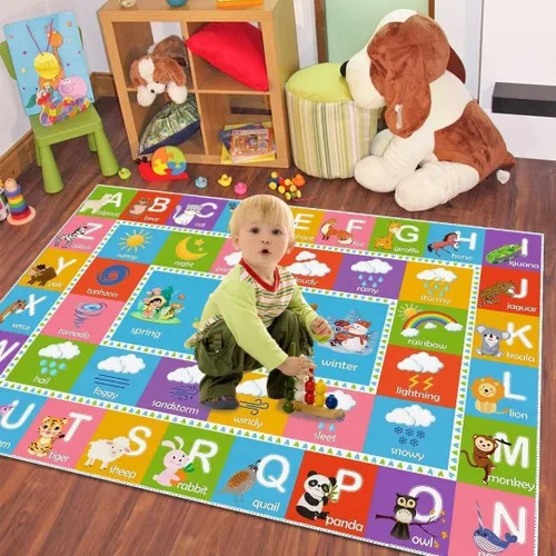Miniatura 3 de ABC - Alfombra educativa del alfabeto, alfombra de juego de 4 x 6 pies para niños, sala de juegos, tapete antideslizante para niños y niñas Alphabet