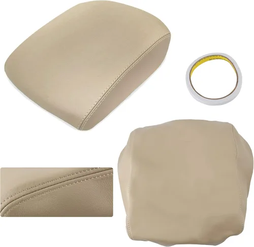 Miniatura 3 de AUTOKAY Funda de cuero para tapa de consola central con apoyabrazos para Honda Pilot 2009-2015 - Beige Tan