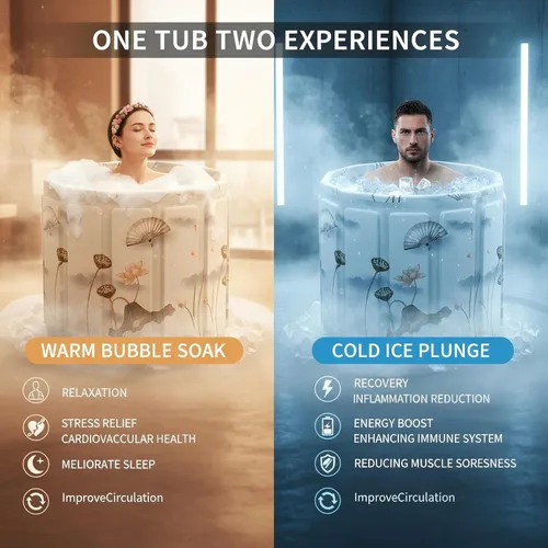 Miniatura 4 de Bañera portátil para adultos, bañera plegable para spa caliente y baño de hielo, bañera plegable pequeña para baño, bañera portátil aislada de 6 loto