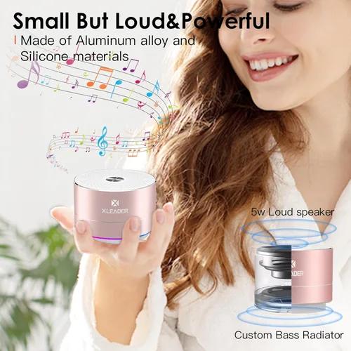 Miniatura 6 de Mini altavoz Bluetooth para la ducha, altavoz impermeable IPX6, con luces RGB, micrófono, cordón de silicona portátil, ventosa, sonido claro