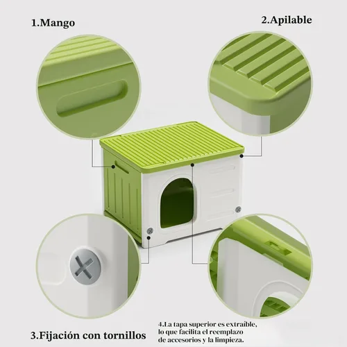 Miniatura 5 de Casa de gatos de plástico para uso en interiores y exteriores, refugio para gatos salvajes apilable para interiores, casa de gatos resistente a