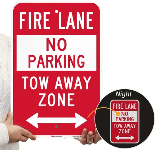 Miniatura 2 de SmartSign Letrero con texto en inglés "Fire Lane - No Parking, Tow Away Zone" de 18 x 12 pulgadas, aluminio de 63 mil, material reflectante laminado