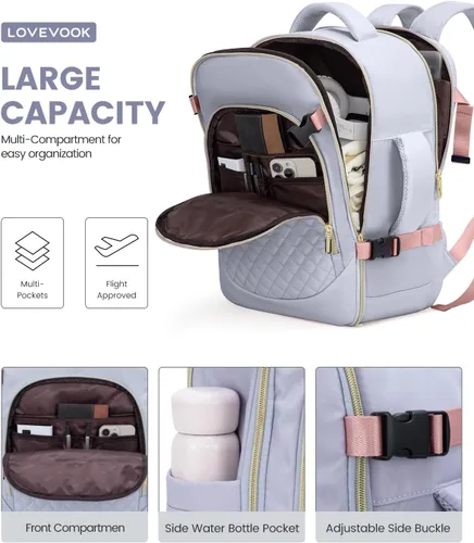 Miniatura 6 de LOVEVOOK Mochila de transporte, mochila de viaje de 30 L para mujer, aprobada por aerolíneas, equipaje de negocios, fin de semana, mochila