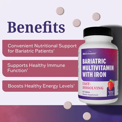 Miniatura 4 de BioSchwartz Multivitamínico bariátrico con hierro, 60 tabletas masticables, suministro para 30 días, probado por terceros, multivitamínico