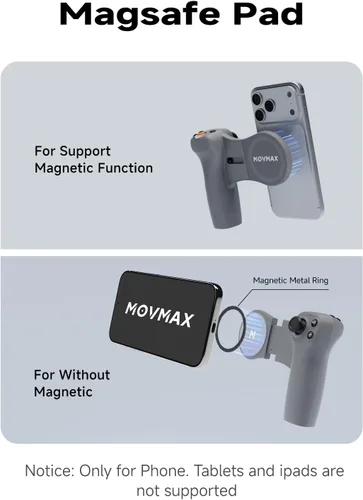 Miniatura 4 de MOVMAX Control remoto inalámbrico para DJI Osmo Pocket 4/3/2, soporte de teléfono Magsafe con joystick efecto Hall, batería de larga duración