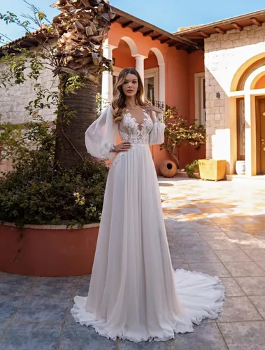 Miniatura 3 de Vestidos de novia de encaje boho para novia 2025 vestidos de baile de tul de manga larga vestido de novia de satén vestido de novia de sirena