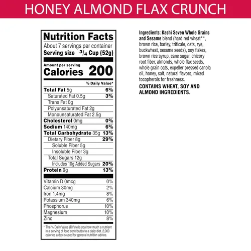 Miniatura 2 de Kashi Go - cereal para desayuno, miel de almendras Flax Crunch, proyecto verificado sin OMG, caja de 14 onzas (4 cajas)