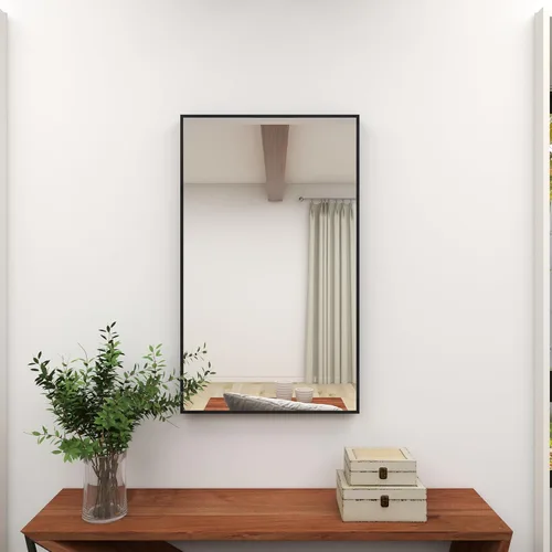 Miniatura 9 de Deco 79 Espejo de pared de madera para habitación, espejo de entrada con marco minimalista fino, espejo montado en la pared 24 x 2 x 40 pulgadas