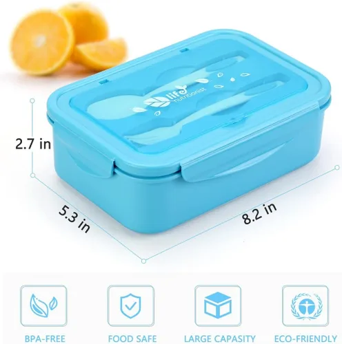 Miniatura 3 de LOVINA Cajas Bento para Adultos – Contenedor de almuerzo Bento de 1100 ML para niños con cuchara y tenedor – Tamaño perfecto duradero para comida