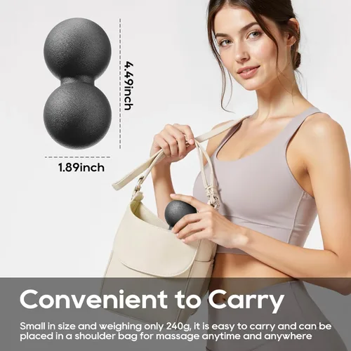 Miniatura 4 de Bola de masaje de maní duro, doble bola de lacrosse para liberación miofascial, yoga y masaje de tejido profundo, fascitis plantar y alivio