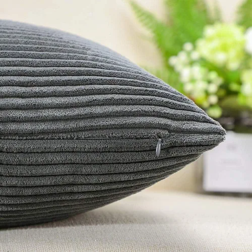 Miniatura 7 de Artscope Fundas de Almohada de Pana a Rayas Acogedoras Súper Suaves Decorativas Cuadradas Fundas de Cojín para Sofá Sillón Dormitorio Decoración