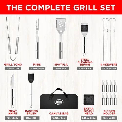 Miniatura 3 de Kaluns - Accesorios para parrilla, regalos para papá para el día del padre, juego de parrilla de acero inoxidable resistente, accesorios