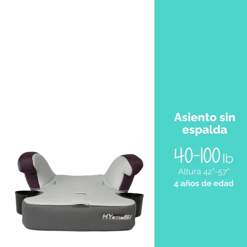 Miniatura 6 de Baby Trend Hybrid SI - Asiento elevador combinado 3 en 1 con protección contra impactos laterales, Dash Plum
