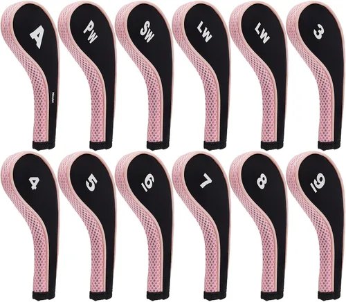 Miniatura 12 de Andux 12 unids/set Golf Iron Club Head Covers Número impresión cuello largo con cremallera with Zipper Closure Number Print Coloured Piping
