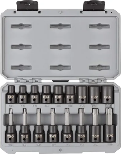 Miniatura 8 de TEKTON SIB92311 - Juego de llaves de vaso de impacto hexagonal de 1/2 pulgada con funda, 24 piezas (1/4-3/4 pulgadas, 0.236-0.748 in)