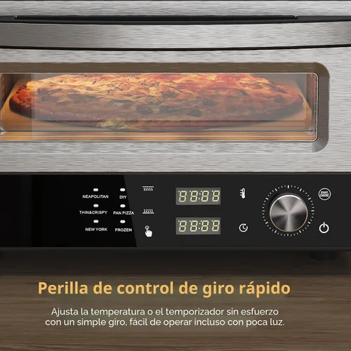 Miniatura 9 de Sunvivi Horno eléctrico para pizza de interior: máquina de pizza de encimera con 6 ajustes preestablecidos, calienta hasta 750 ℉, calentador