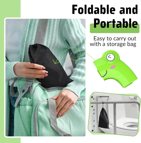 Miniatura 6 de Asiento de orinal portátil para viajes de niños pequeños - Funda de asiento de inodoro plegable antideslizante para entrenamiento de ir al baño