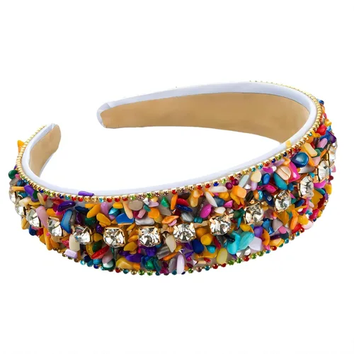 Miniatura 15 de Diademas turquesa para mujeres y niñas, banda ancha antideslizante para la cabeza, bandas para la cabeza con nudo superior, diadema de perlas de Azul