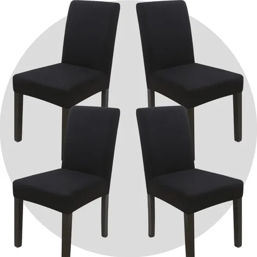 Miniatura 25 de Juego de 6 fundas elásticas para sillas de comedor, color blanco hueso, elásticas, lavables, extraíbles para cocina, hotel, restaurante Blanco roto