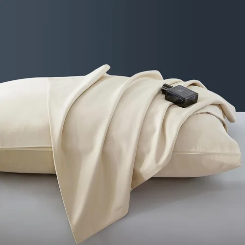 Miniatura 11 de Juego de 2 fundas de almohada de algodón de 1000 hilos tamaño estándar, 100% algodón egipcio tejido satinado, fundas de almohada con cierre de Beige