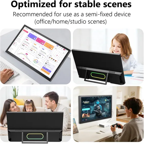 Miniatura 5 de Monitor portátil grande de 21.5 pulgadas para laptop, FHD 1080P 75Hz VESA compatible con USB-C HDMI, extensor de computadora para trabajar