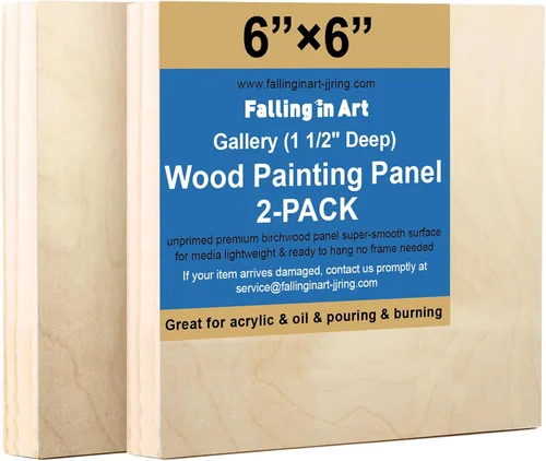 Miniatura 13 de Falling in Art Paquete de 2 paneles de lienzo de madera sin terminar, kit de paneles de madera de abedul de galería de 20 x 20 pulgadas, tablas