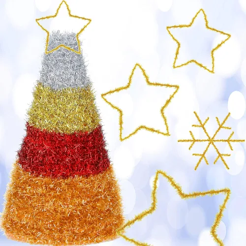 Miniatura 4 de Syhood Guirnalda de oropel de Navidad de 210 pies con purpurina fina, guirnalda metálica de oropel para festividades, decoración para árbol