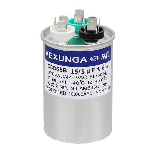 Miniatura 66 de VEXUNGA - 25/5 uF 25+5 MFD 370V o 440V Condensadores redondos de arranque dual 25 5 uF 370 440 Volt VAC CBB65 Condensadores para acondicionador
