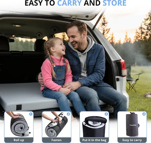 Miniatura 8 de EGOHOME Colchón de espuma viscoelástica de 2.5 pulgadas, portátil, enrollable, con parte inferior impermeable y antideslizante, tapete de camping