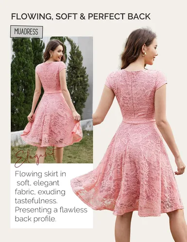 Miniatura 3 de MUADRESS - Vestido de encaje para mujer, para cóctel, boda y fiesta