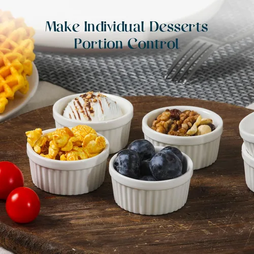Miniatura 7 de DOWAN Cuencos para inmersión de 1.5 onzas, mini ramequines, pequeños platos de porcelana Ramekin, tazas de postre pequeños cuencos para condimentos