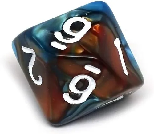 Miniatura 3 de Paquete de diez dados D10 – Colección a juego de 10 dados poliédricos de plástico (remolino de cobalto y cobre)