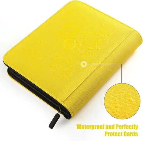 Miniatura 4 de Pemocyny Carpeta de cartas coleccionables con fundas, amarilla, capacidad de almacenamiento para 288 cartas, duradera e impermeable Amarillo