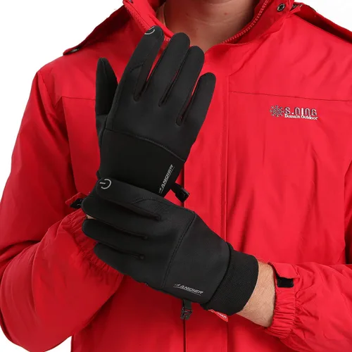 Miniatura 5 de Anqier Guantes de invierno, guantes cálidos resistentes al viento, para hombres y mujeres, para ciclismo, correr, actividades al aire libre, Negro