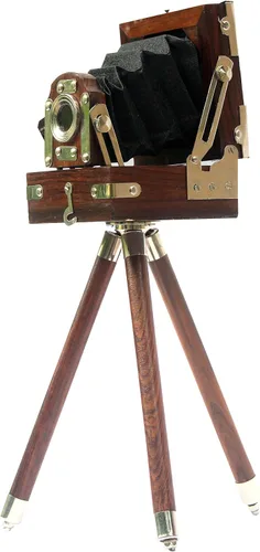 Hollywood Look - Trípode de madera para cámara de película, artículo de estudio coleccionable, color marrón, proyector antiguo, colección vintage