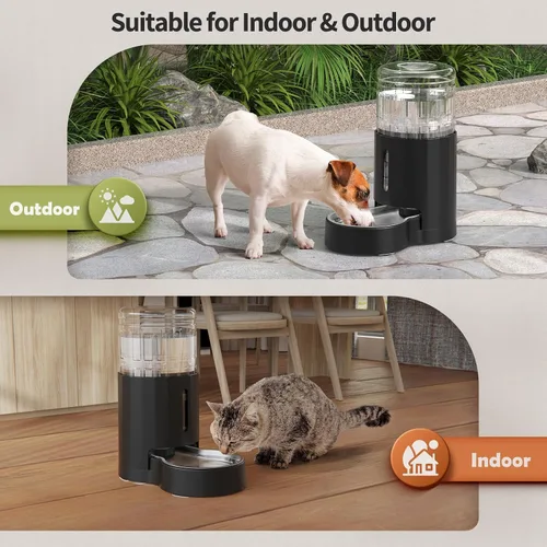 Miniatura 6 de JUNSPOW Dispensador de agua para gatos con cuenco de acero inoxidable, dispensador automático de agua por gravedad para gatos o perros pequeños