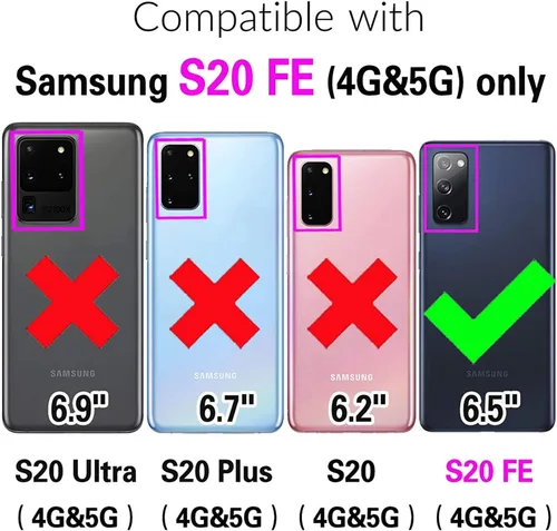 Miniatura 2 de Asuwish Funda compatible con Samsung Galaxy S20 FE y protector de pantalla de vidrio templado, ranura para tarjetero, función atril, cubierta