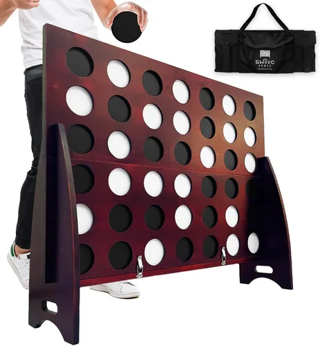Miniatura 7 de SWOOC Games - Juego gigante prémium cuatro en una fila (todo tipo de clima) con funda de transporte y diseño 60% más silencioso, conexión gigante, 4