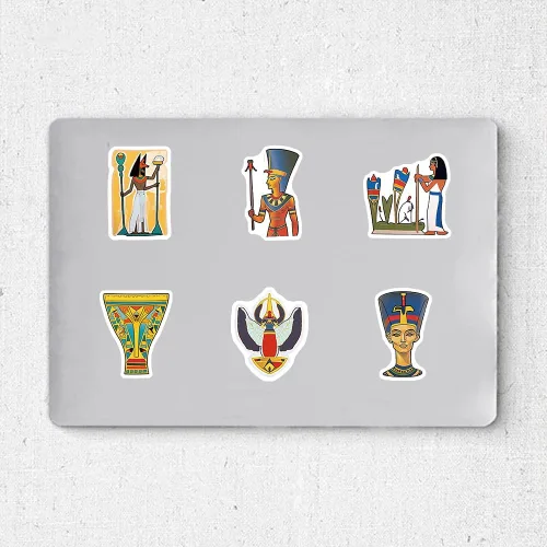 Miniatura 4 de Paquete de 50 calcomanías del Antiguo Egipto, vinilo impermeable, mitología egipcia, arte faraónico, esfinge, pirámides para laptop, álbumes