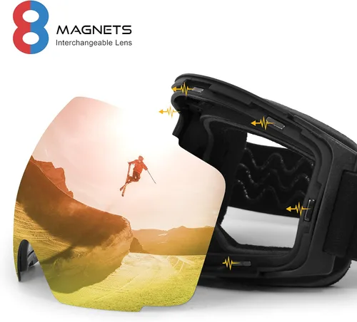 Miniatura 2 de STOMP Gafas de esquí PRO – sin marco, lente intercambiable, 100% protección UV400, gafas de nieve para hombres y mujeres OTG