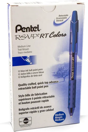 Miniatura 22 de Pentel RSVP RT Colors - Bolígrafo retráctil de punta redonda, línea mediana, barril, tinta rosa, paquete de 2 unidades (BK93CRBP2P)